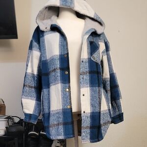 Dokotoo Women's Flannel Hooded Plaid 2side Pocket